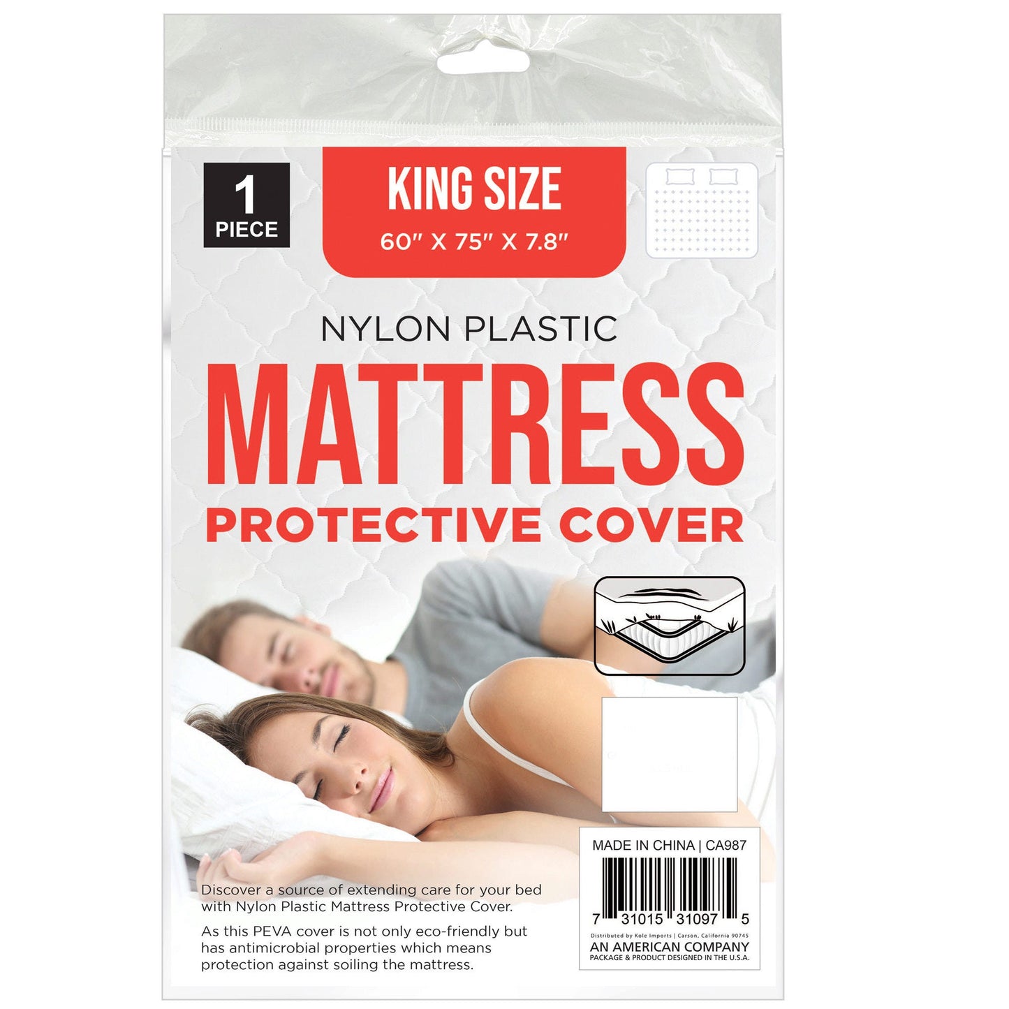 king size nylon plastic mattress cover protective 60 x 75 x 7.8 -- 24 per box