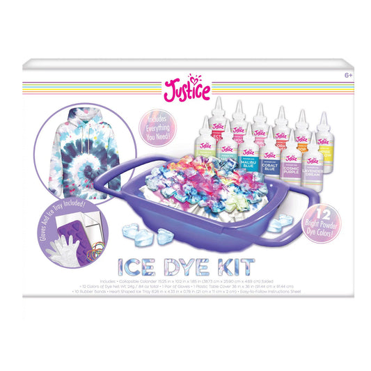 justice tie dye ice dye kit with collapsible collander -- 6 per case
