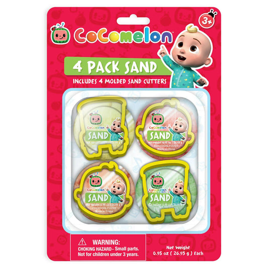 cocomelon 4 pack play sand with 4 molded sand cutters -- 15 per box