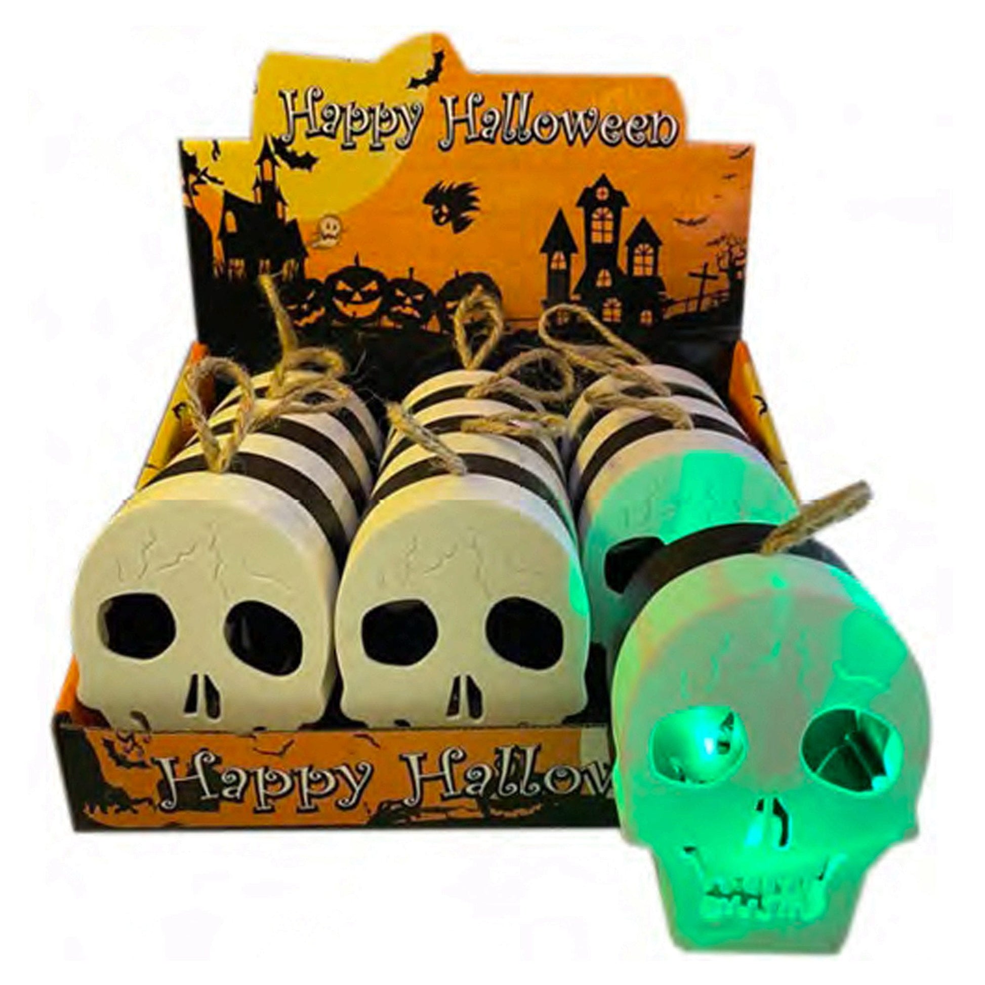 double sided skeleton face lantern countertop display -- 24 per box
