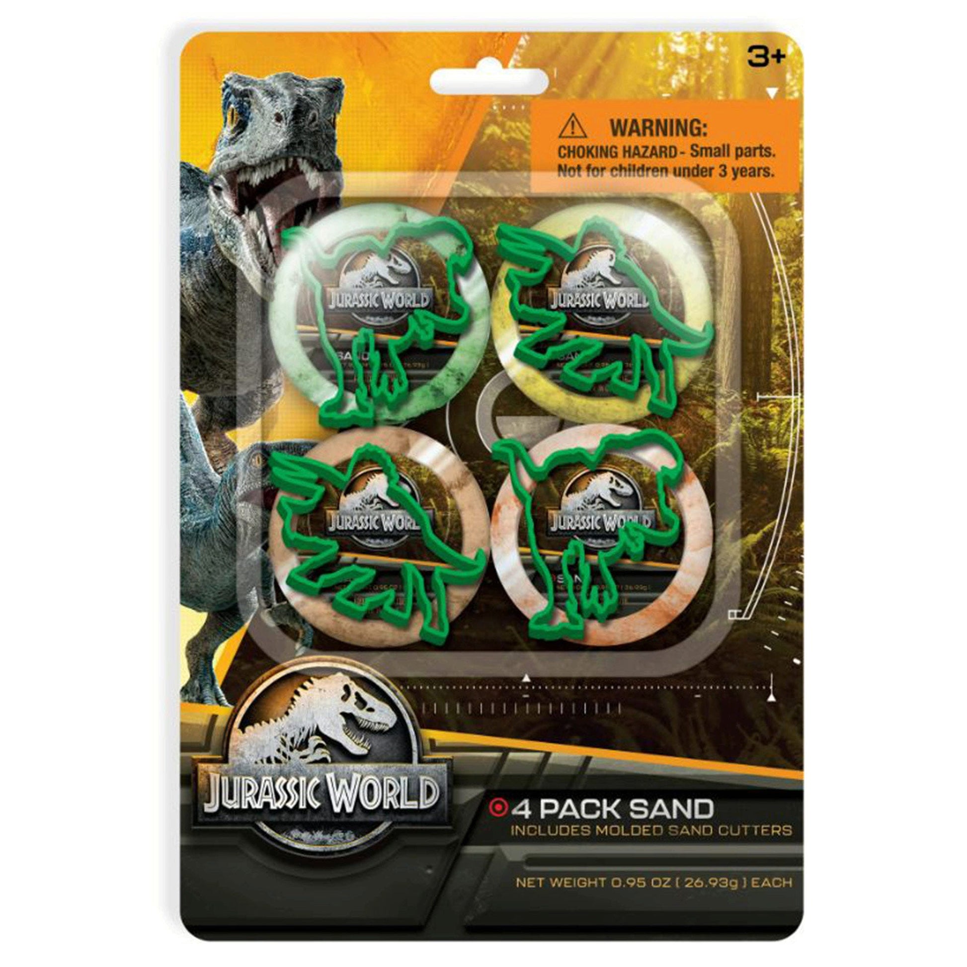 jurassic world 4 pack play sand with 4 molded sand cutters -- 15 per box