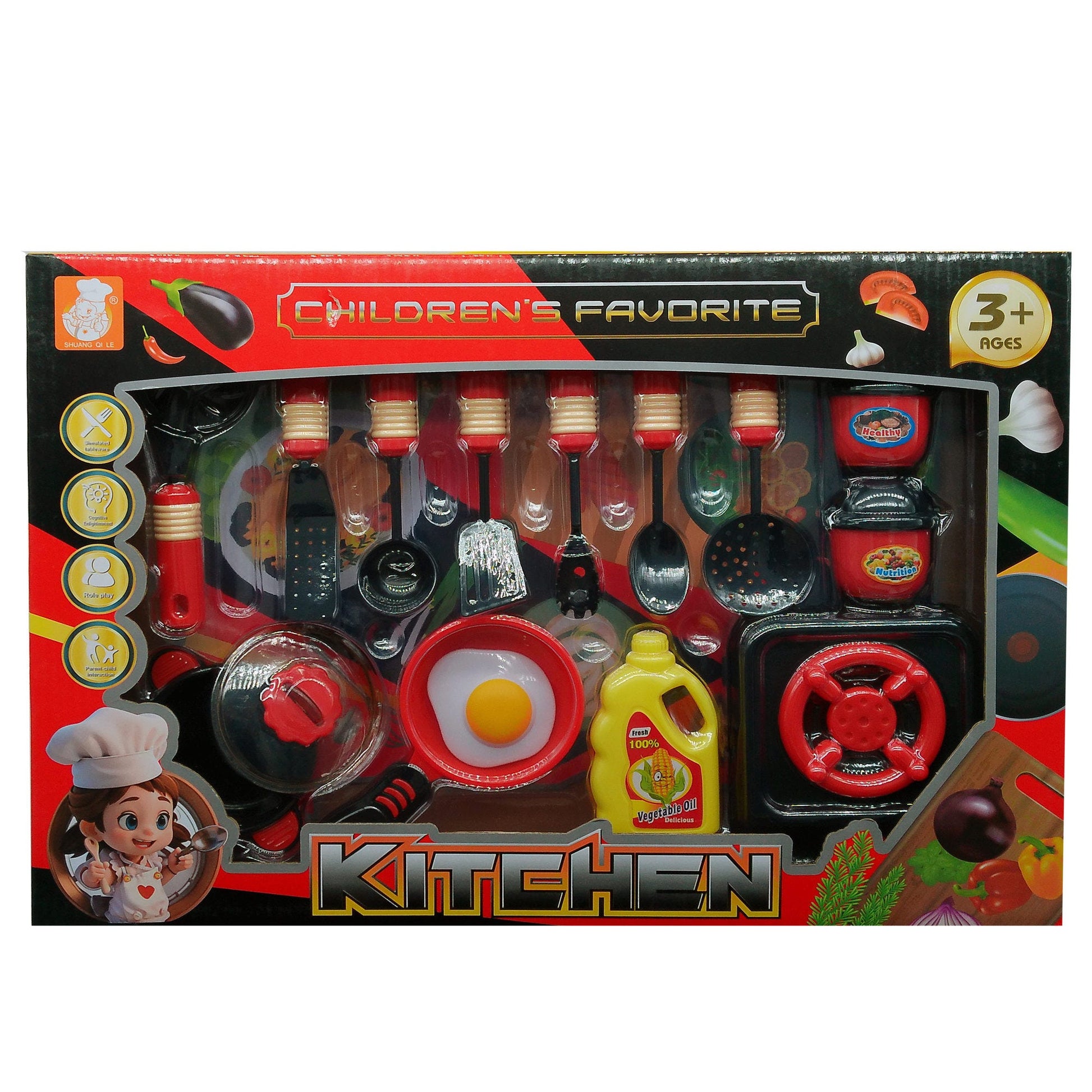 kids kitchen pretend cookware playset -- 4 per box