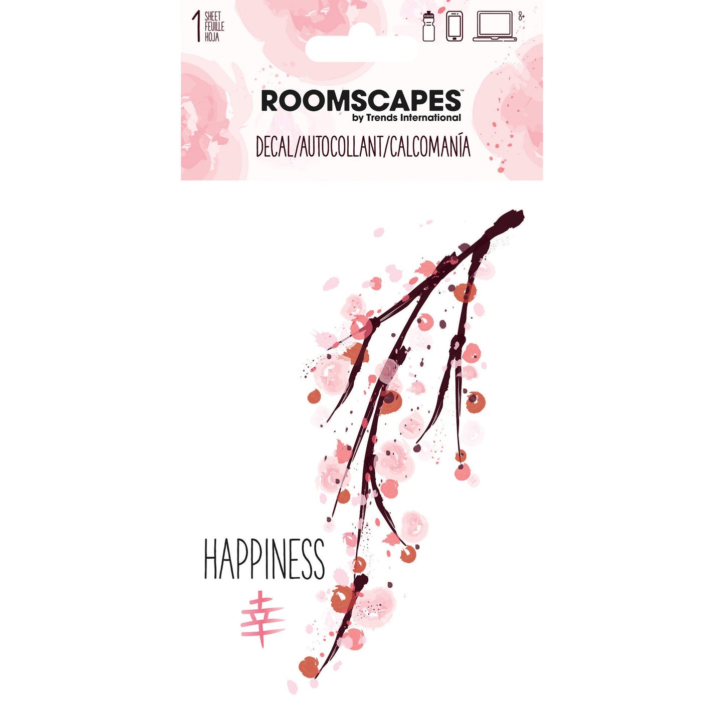 happiness 4x8 adhesive decal sticker -- 48 per box