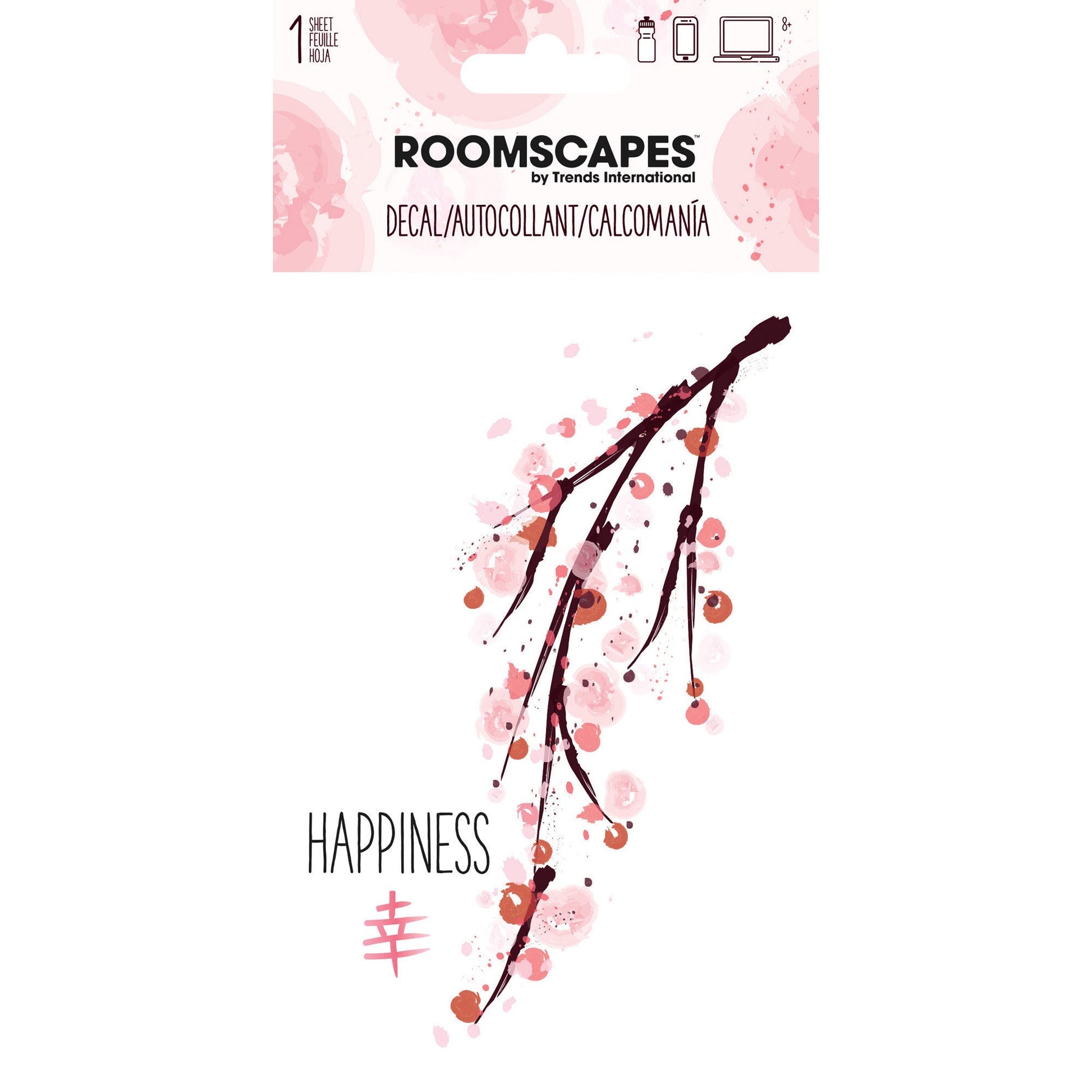 happiness 4x8 adhesive decal sticker -- 48 per box