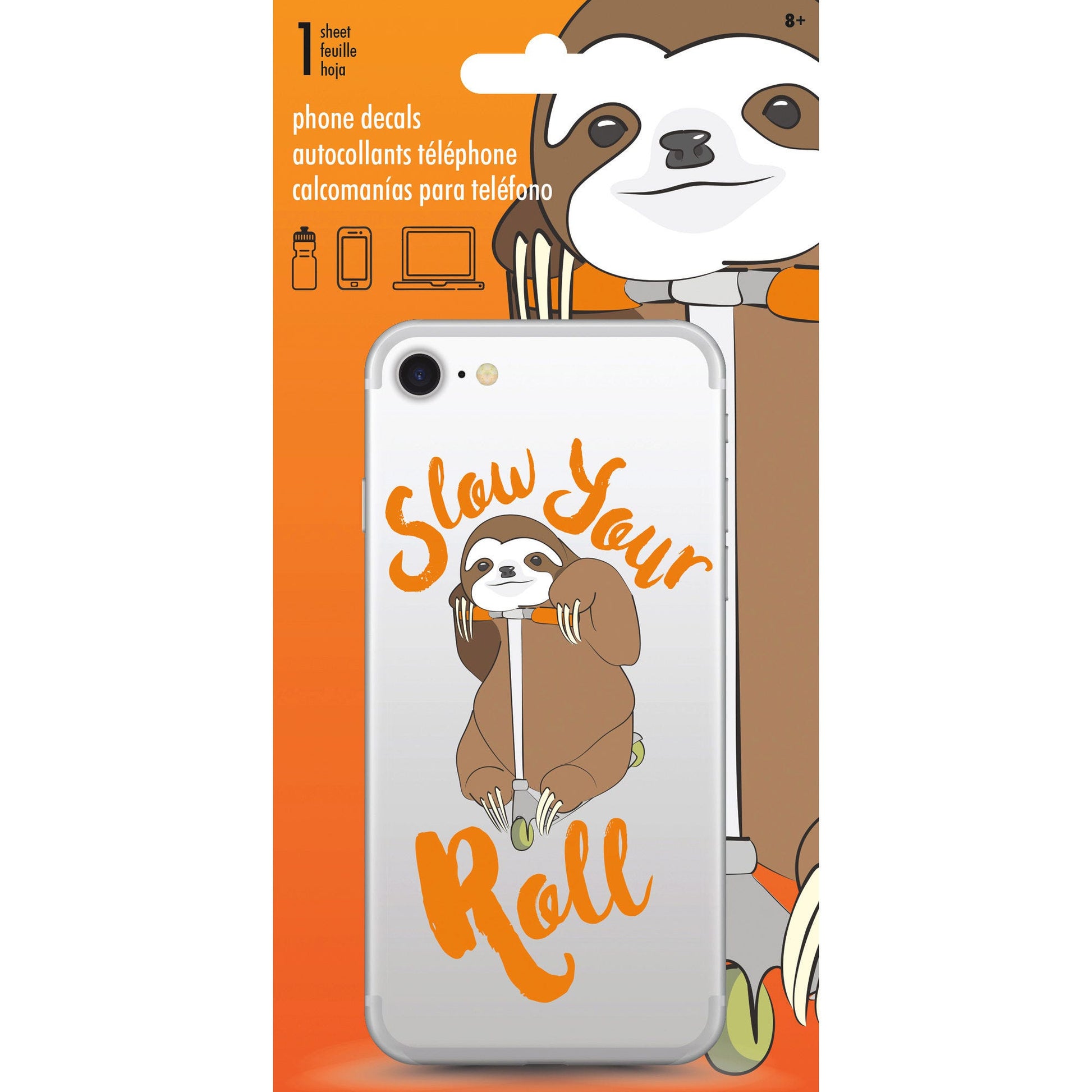 slow your roll sloth phone decal -- 66 per box