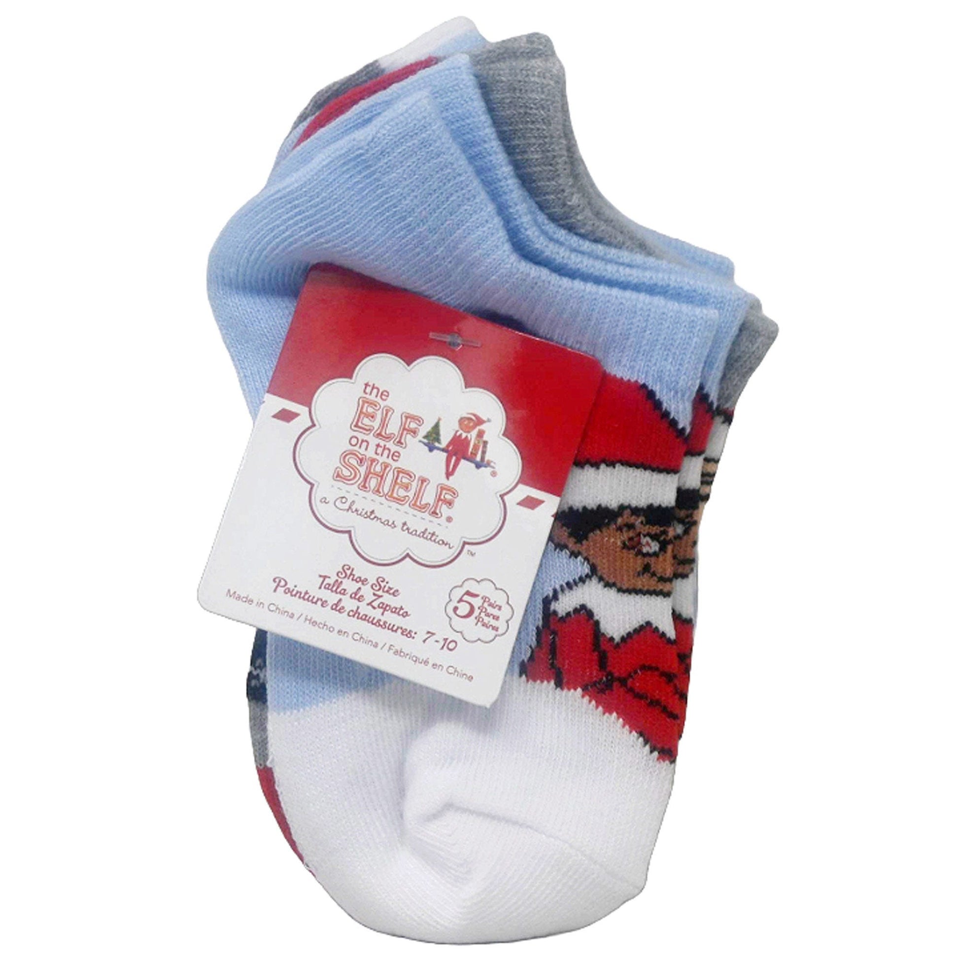 5 pack elf on the shelf snow days no show socks size 4-6 -- 12 per box