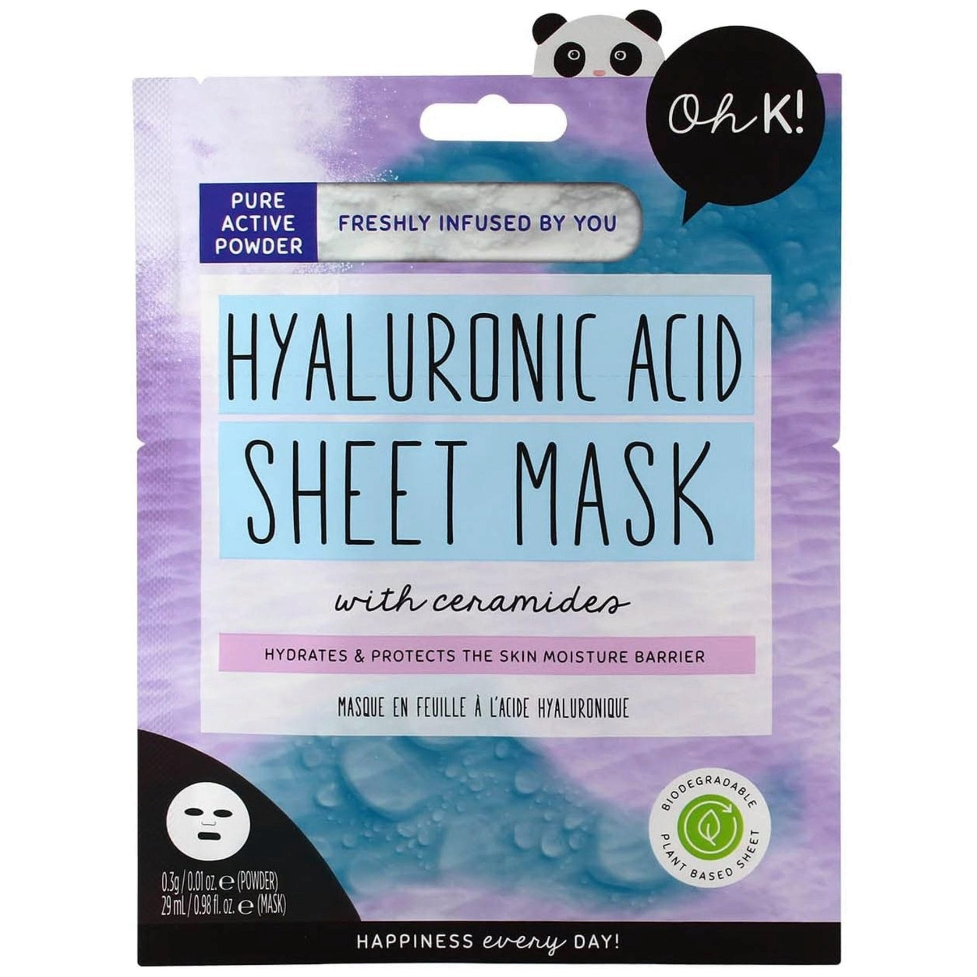 oh k hyaluronic acid hydrating sheet mask with ceramides -- 48 per box