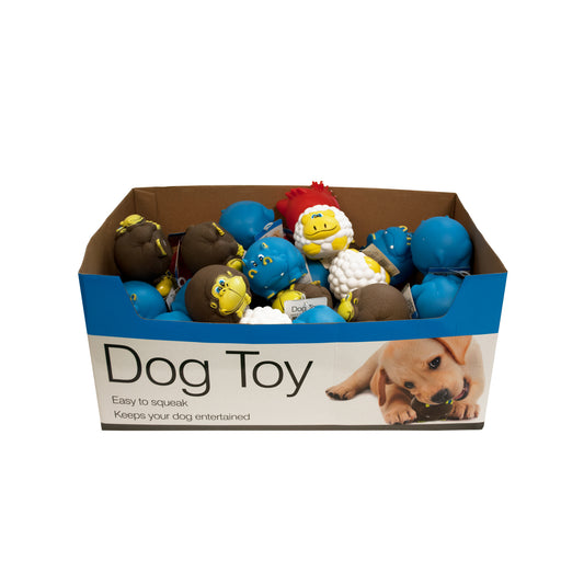 animal characters dog squeak toys - countertop display -- 23 per box