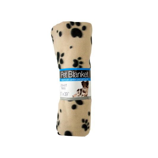 paw print fleece pet blankets -- 6 per box