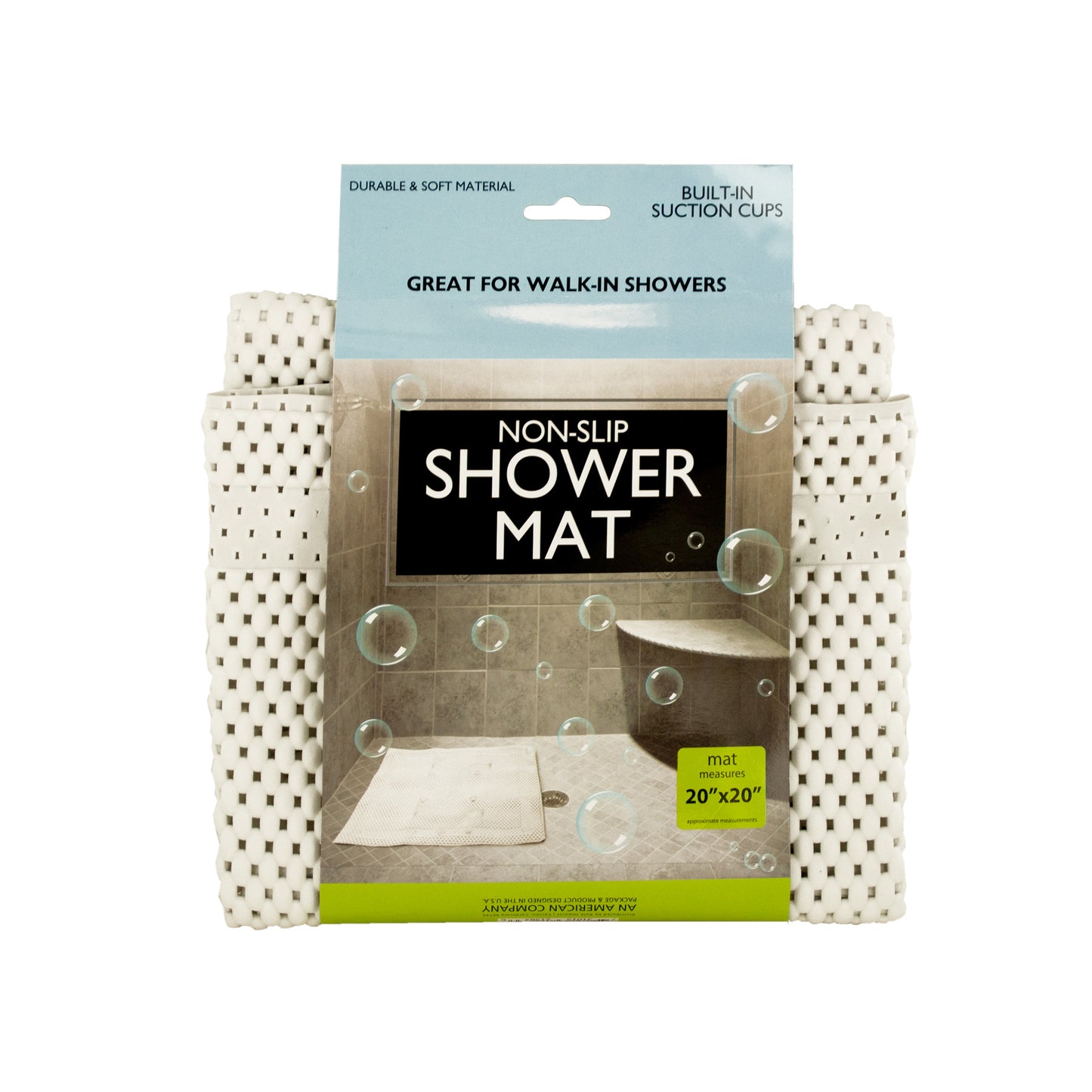 non-slip shower mats with suction cups  -- 6 per box