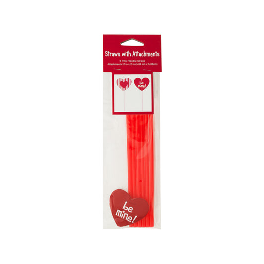 valentine's day straws with heart attachments - bulk pack of 384 -- 64 per box