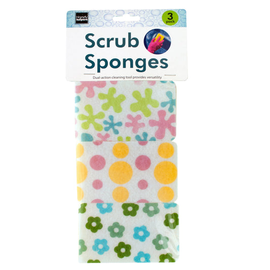 floral print multi-purpose scrub sponges -- 25 per box