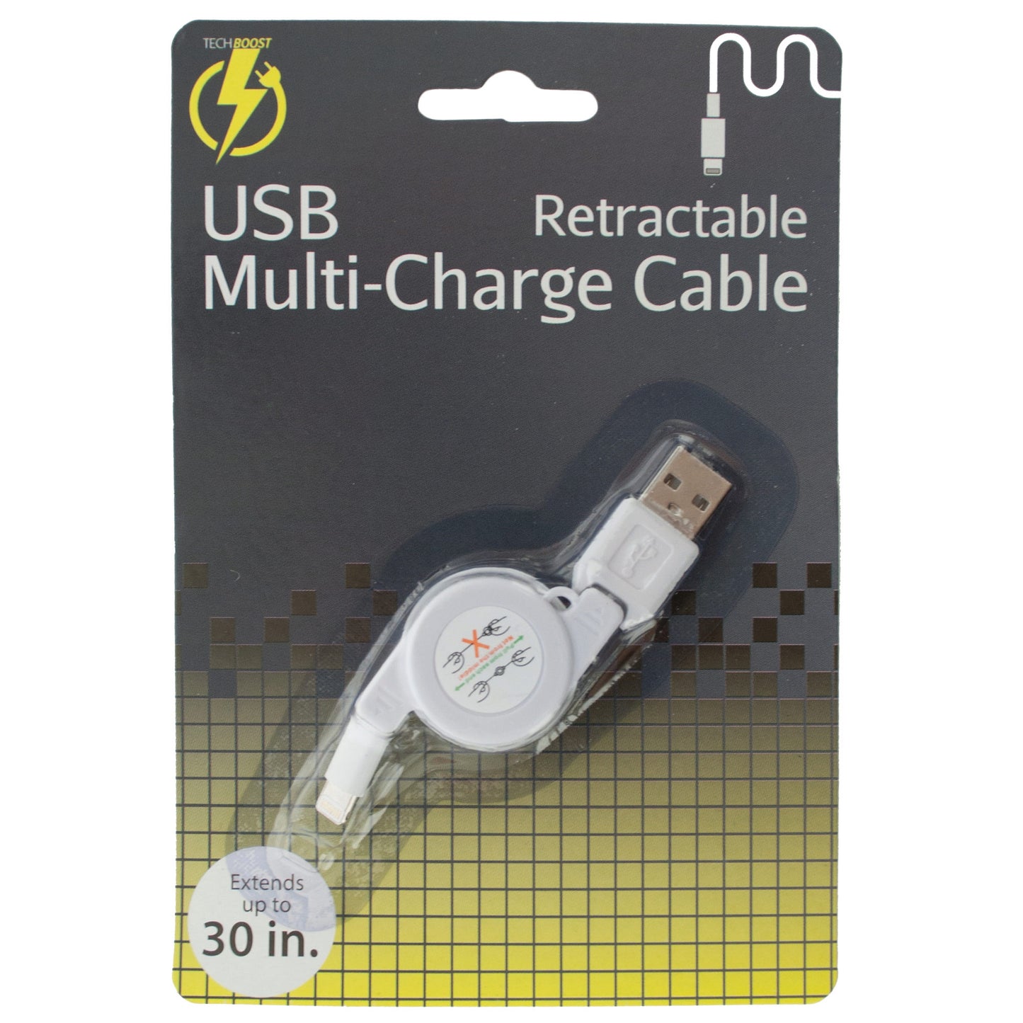 retractable usb multi-charge cable - iphone & android -- 25 per box