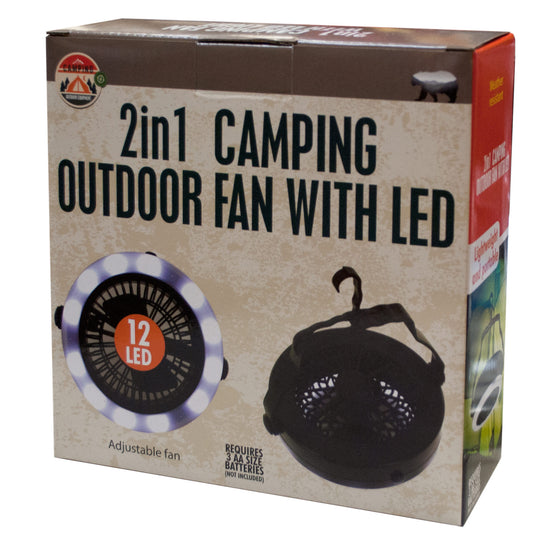 2-in-1 camping fan with led light - 30 pack -- 2 per box