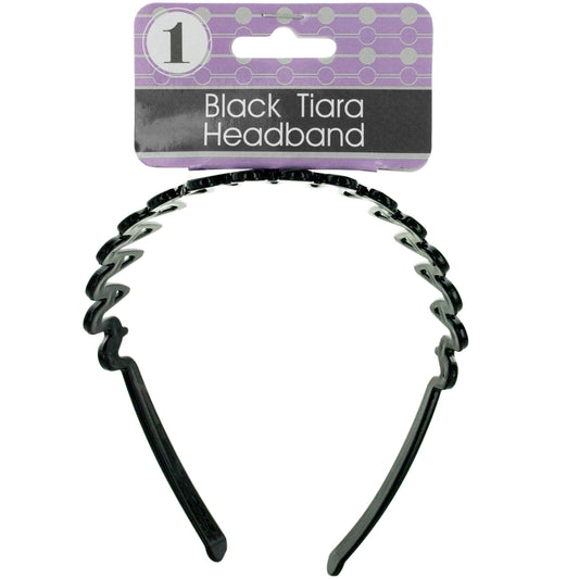 rhinestone & crystal black tiara headband - bulk 96 pack -- 45 per box