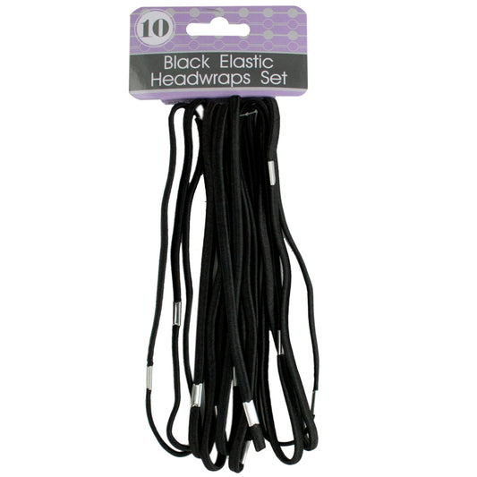 stylish and trendy elastic headwraps - black - bulk 96 pack -- 36 per box