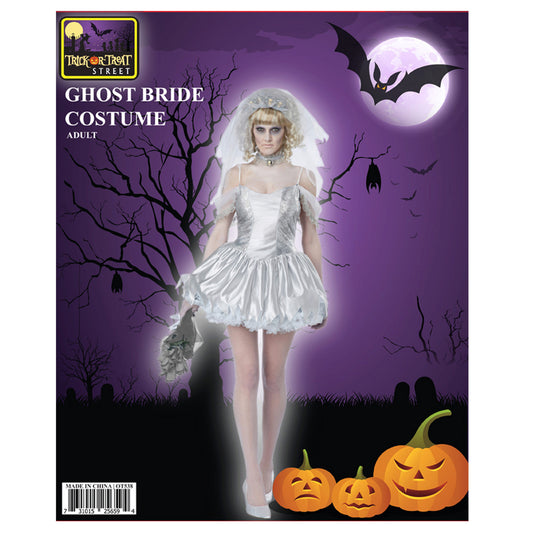ghost bride dress + headband costume -- 2 per box