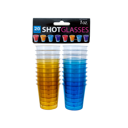bulk shot glasses - clear plastic - 1 oz  -- 28 per box