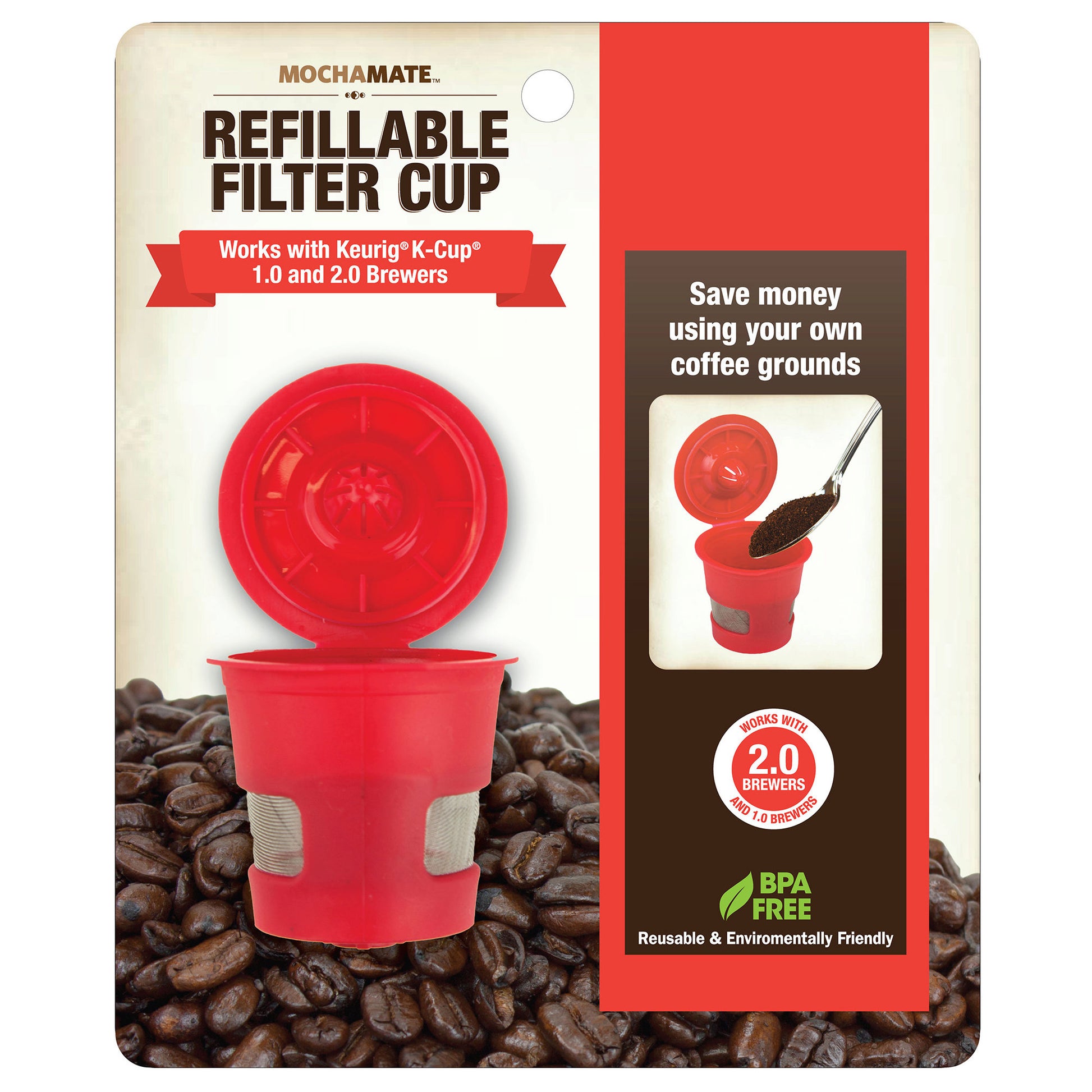 mocha mates single refillable coffee filter cup - on clip strip -- 16 per case