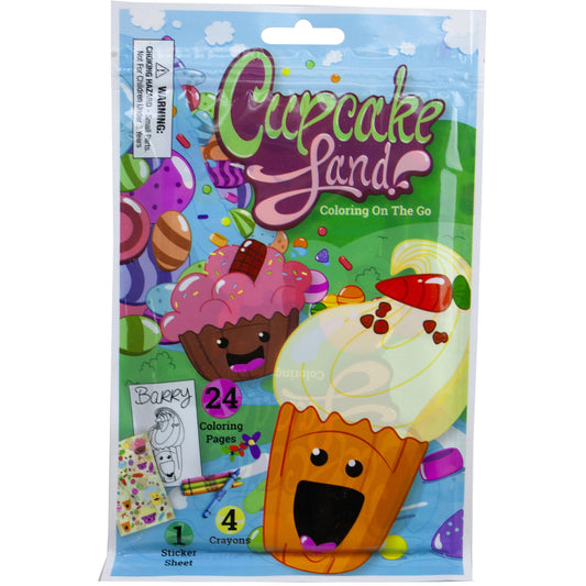 cupcake land coloring pouch with crayons and stickers - 24 pages -- 24 per case