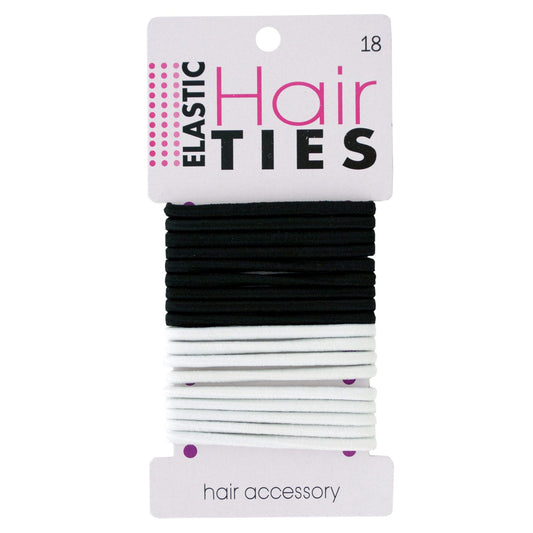 bulk elastic hair ties - black & white - countertop display -- 33 per box