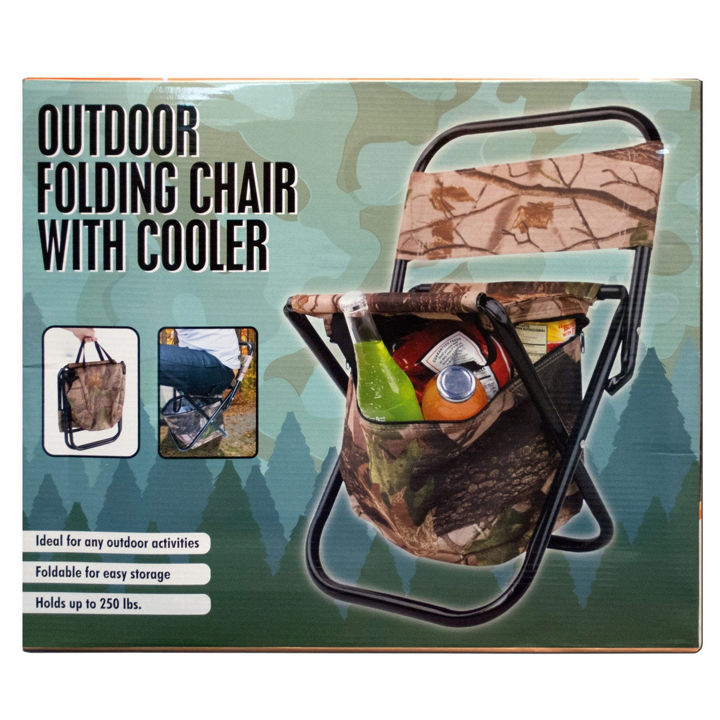 outdoor folding chair with cooler bag -- 2 per box