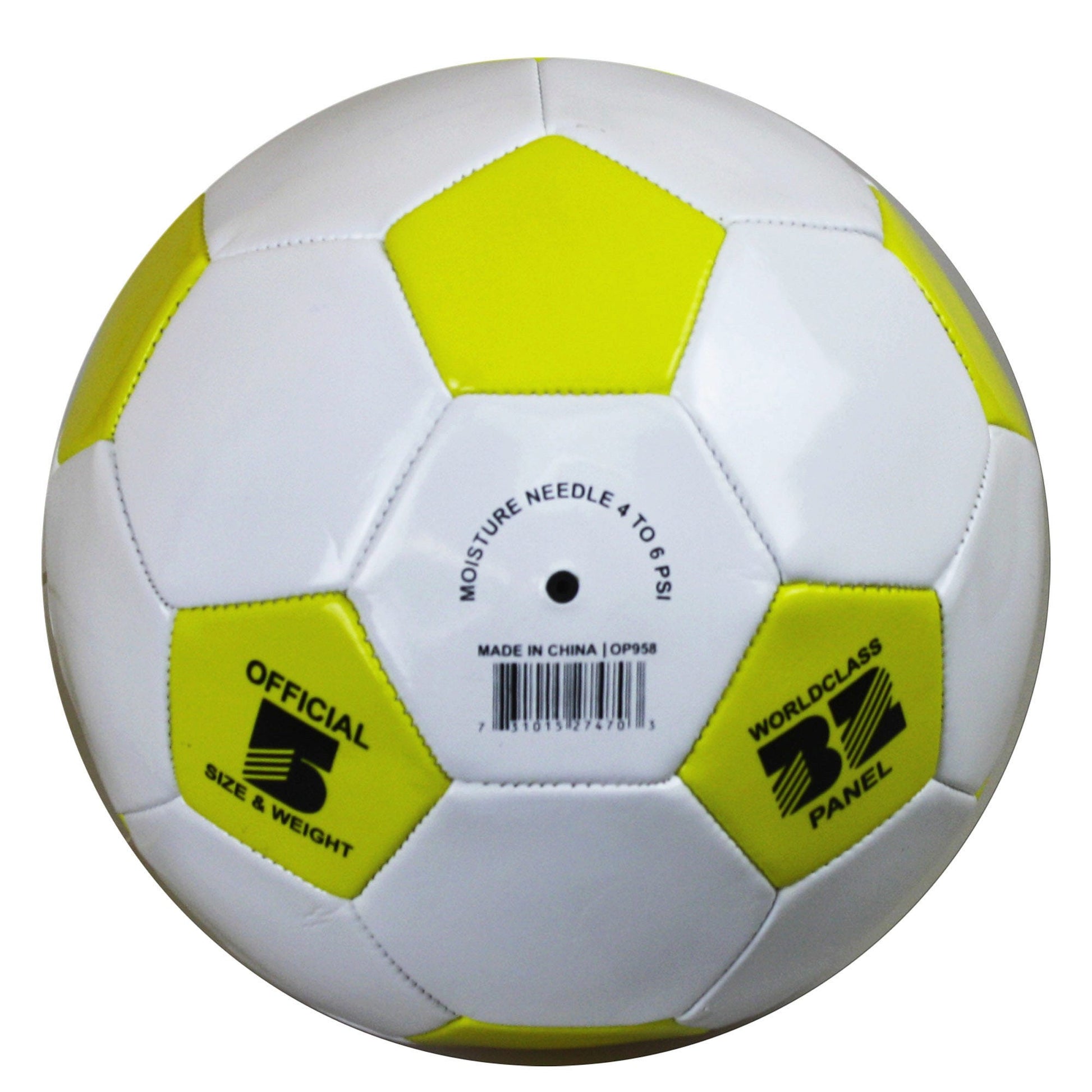 size 5 soccer ball - yellow & white -- 6 per box
