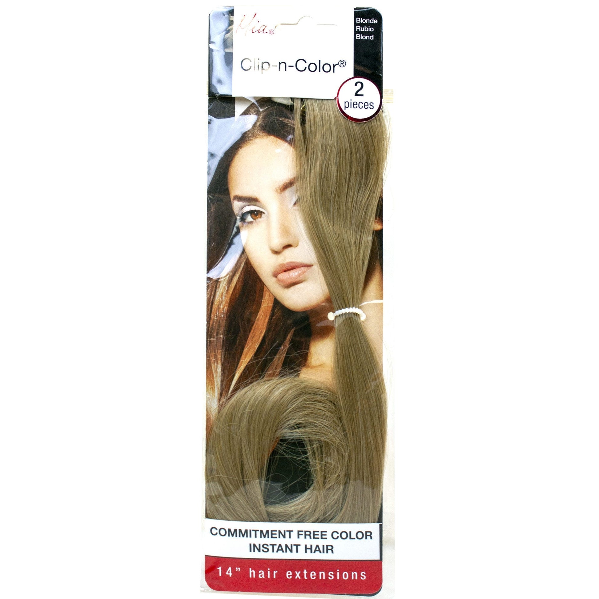 mia beauty clip-n-color hair extensions - dark brown & blonde -- 38 per box