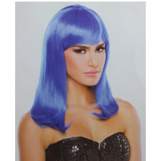 blue long curly wigs - chique wig -- 6 per box