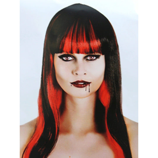 vampire red & black long wig -- 7 per box