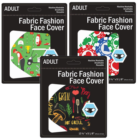 assorted men's masks - golf, poker, bbq - 2500 per case -- 69 per box