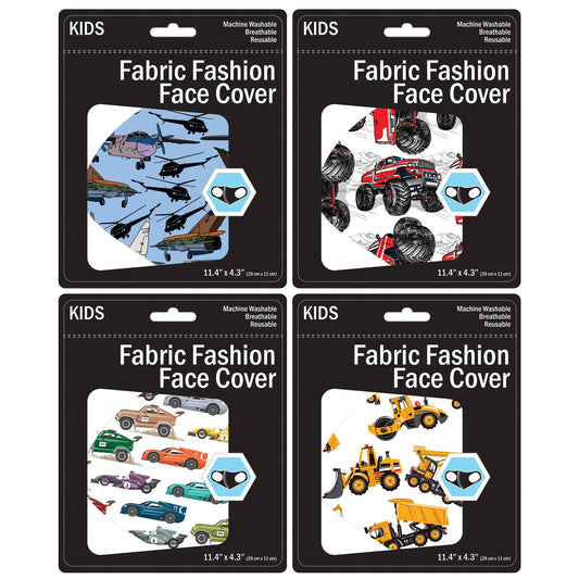 boys washable face masks with vehicle design - bulk 2500 per case -- 69 per box