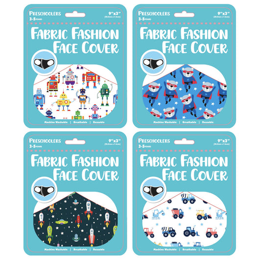 boys preschooler fabric face mask 4 asst - 2500 per case -- 69 per box