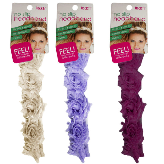 floral headbands - assorted colors - bulk  -- 72 per case