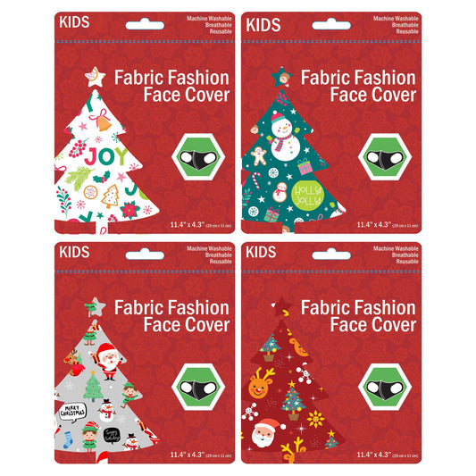 kids christmas face masks - 4 assorted - washable - 2500 per case -- 69 per box