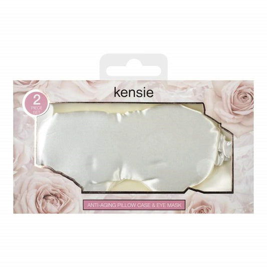 kensie ivory satin pillowcase and eye mask set  -- 12 per box