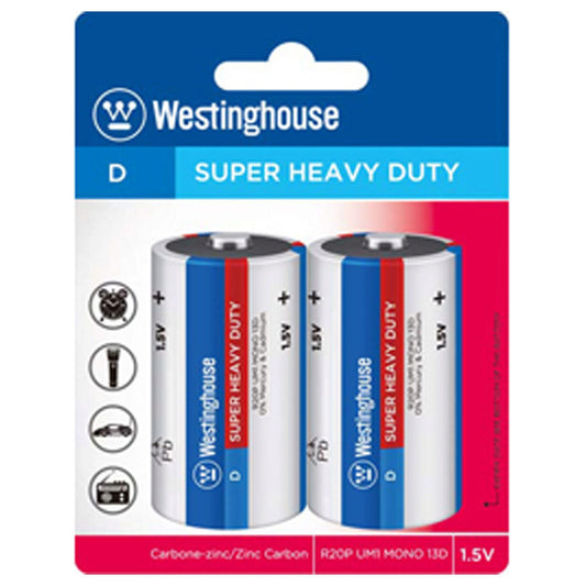 westinghouse super heavy duty d batteries - 2 pack -- 29 per box