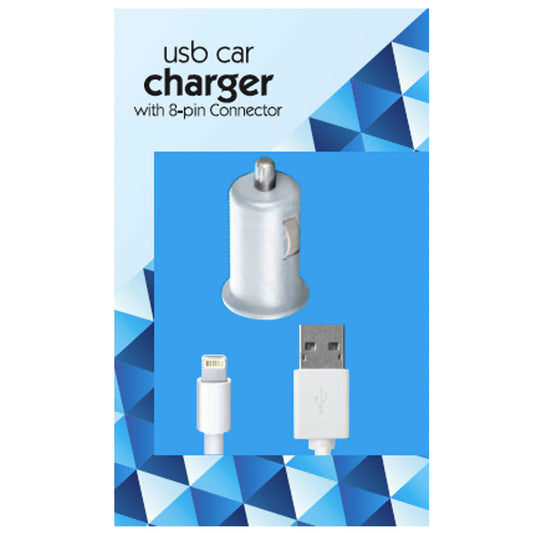 usb car charger & 3 iphone cable set - white - aa pack -- 11 per box