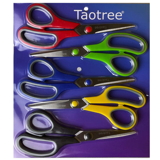 8 inch all purpose scissors set of 5 - assorted colors -  -- 7 per box