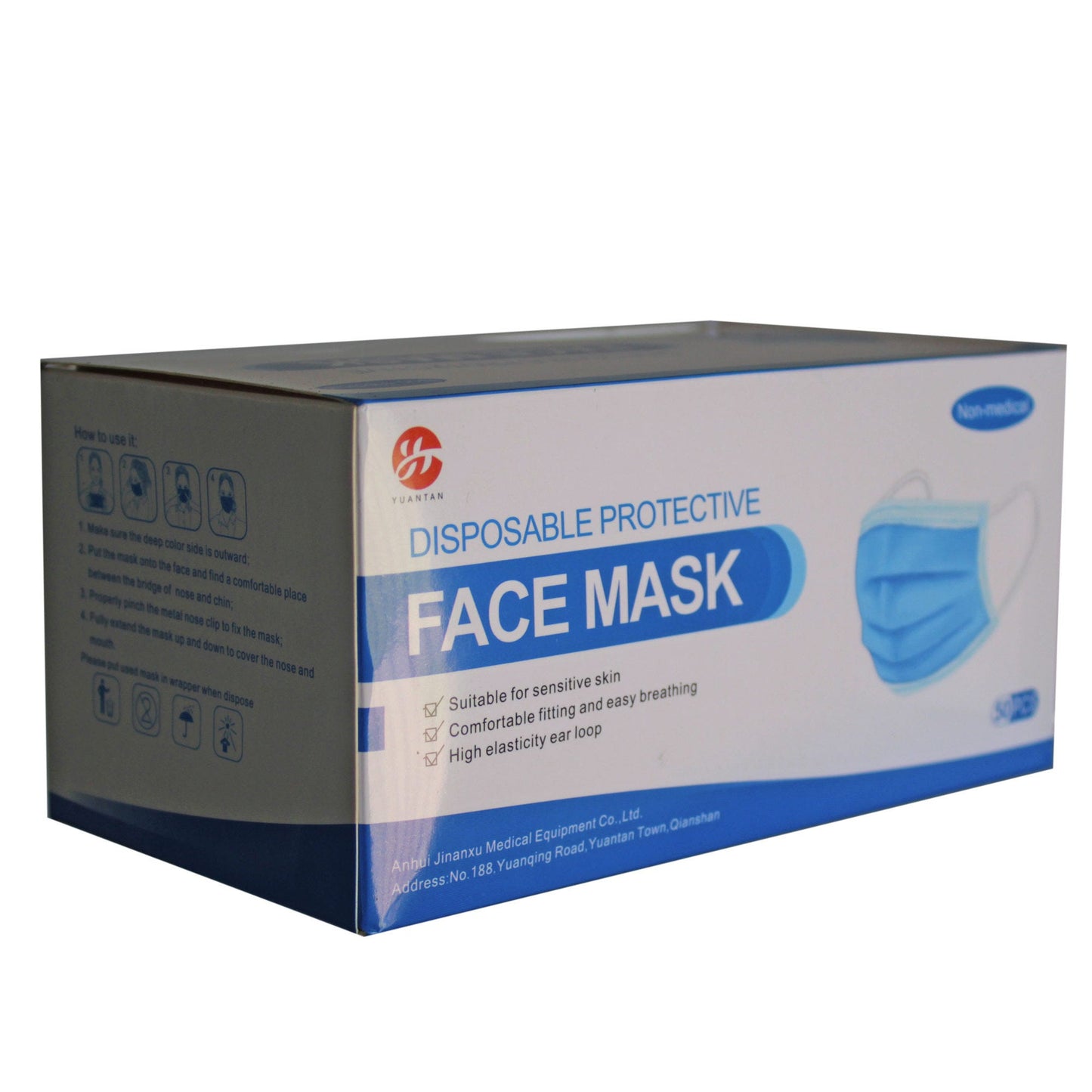 10 piece disposable protective face masks  -- 33 per box