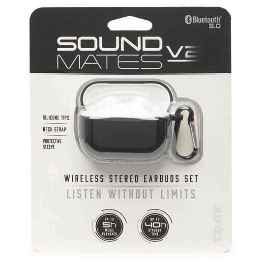sound mates true wireless earbuds v2 combo pack - - black & white -- 3 per box