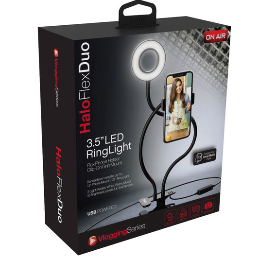 tzumi on air halo flex duo 3.5 ring light with flexible arms & cell phone holder -- 4 per box