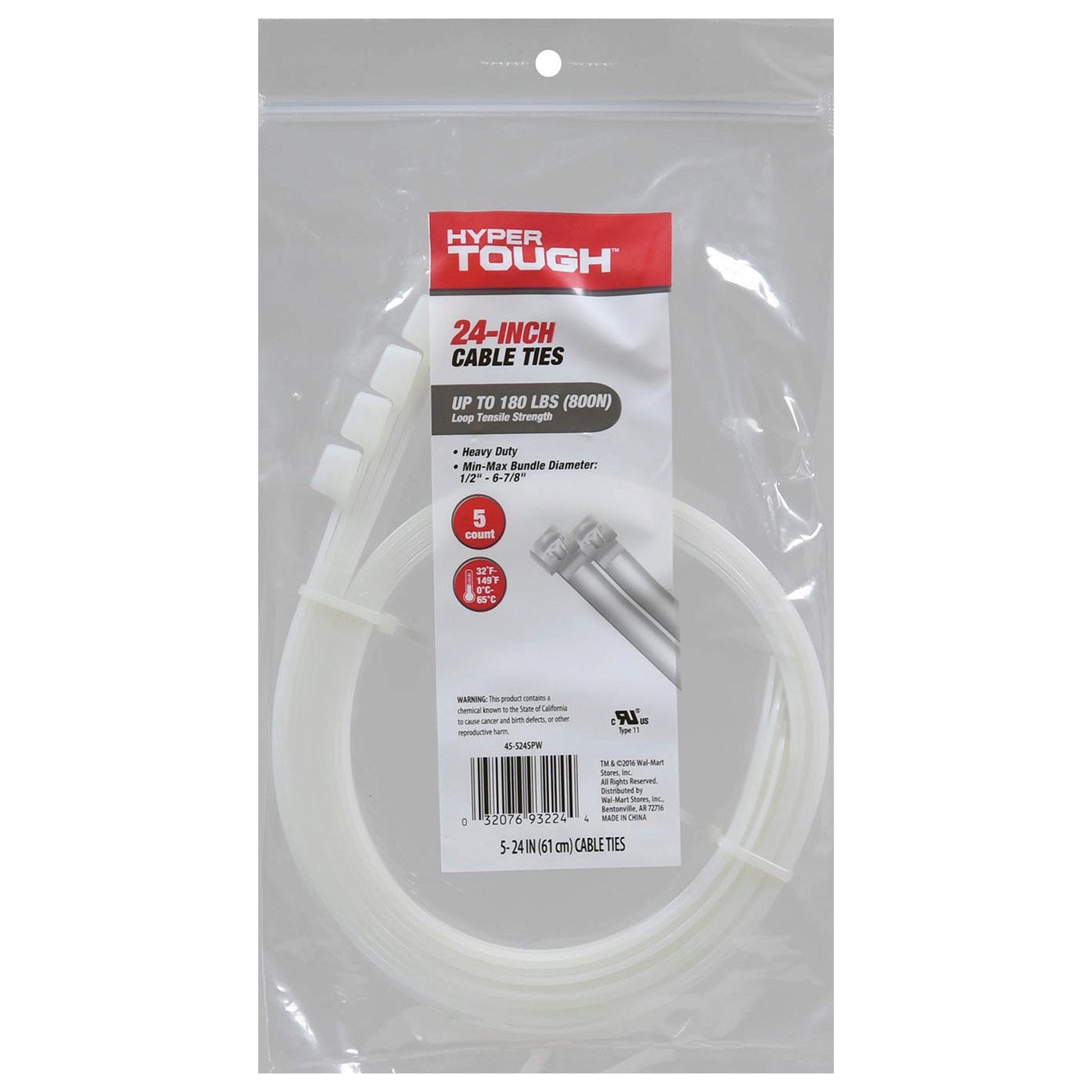 hyper tough cable ties - 5 count - 24 lb tensile strength -- 10 per case