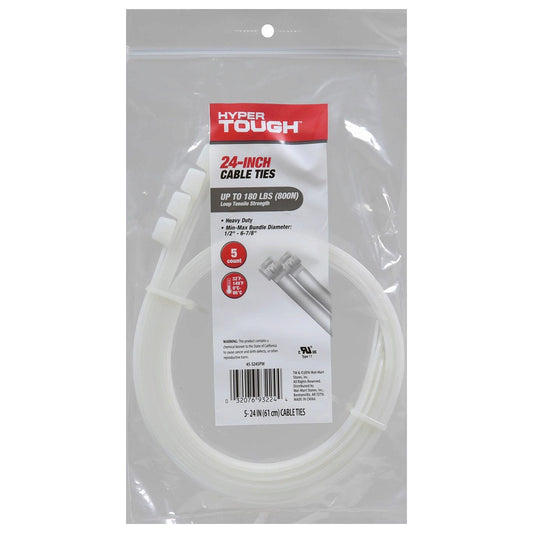 hyper tough cable ties - 5 count - 24 lb tensile strength -- 10 per case