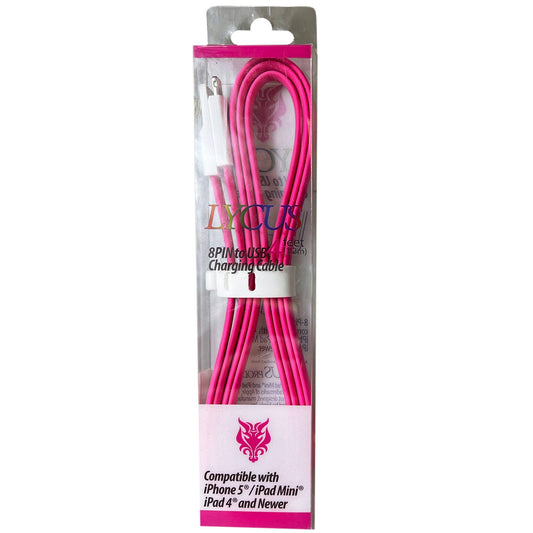 lycus 4 foot 8 pin iphone charging cable in pink  -- 25 per box