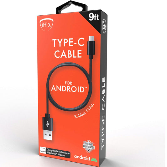 i hip 9ft black pvc usb type c cable -- 10 per box