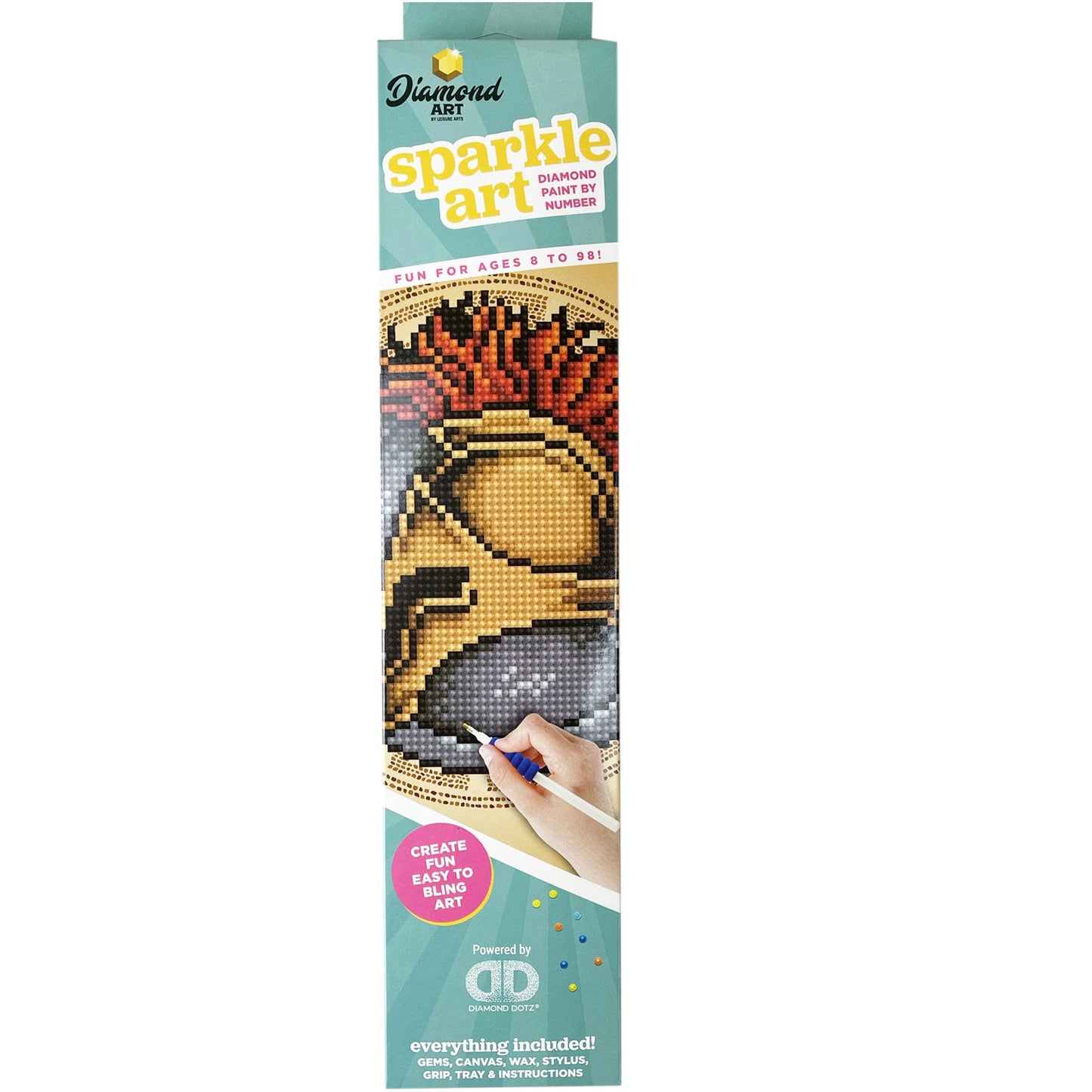leisure arts sparkle spartan 8x8 diamond paint kit - create a masterpiece -- 17 per box
