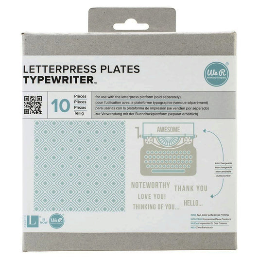 typewriter themed letterpress plates - - 10 piece set -- 17 per box