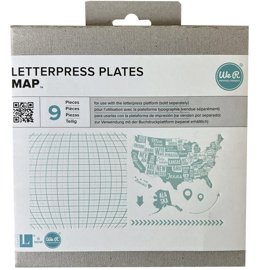 map themed letterpress plates - -  -- 17 per box
