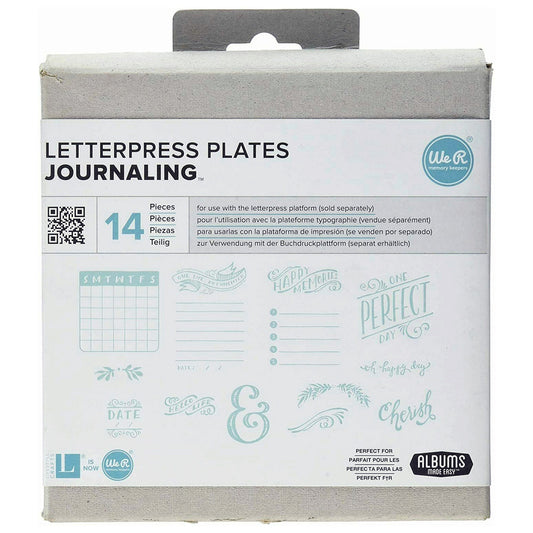 we-r journaling themed letterpress plates - bulk -- 17 per box